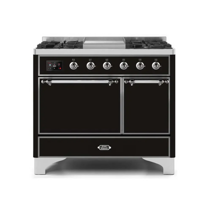 ILVE Majestic II 40 Inch Dual Fuel Liquid Propane Freestanding Range and Electric Oven with Chrome Trim