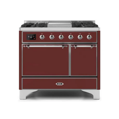 ILVE Majestic II 40 Inch Dual Fuel Liquid Propane Freestanding Range and Electric Oven with Chrome Trim