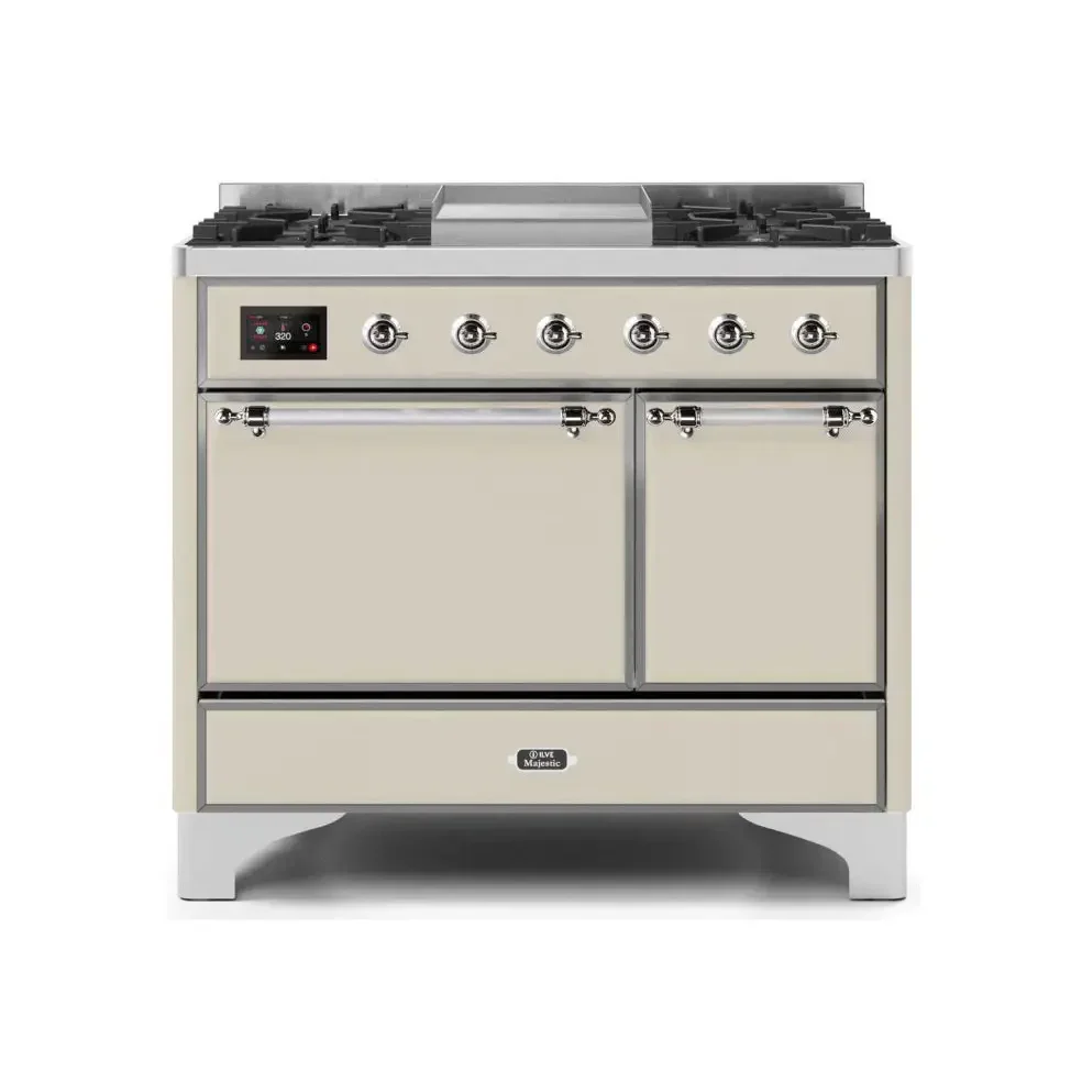 ILVE Majestic II 40 Inch Dual Fuel Liquid Propane Freestanding Range and Electric Oven with Chrome Trim