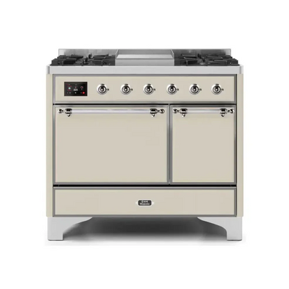 ILVE Majestic II 40 Inch Dual Fuel Liquid Propane Freestanding Range and Electric Oven with Chrome Trim