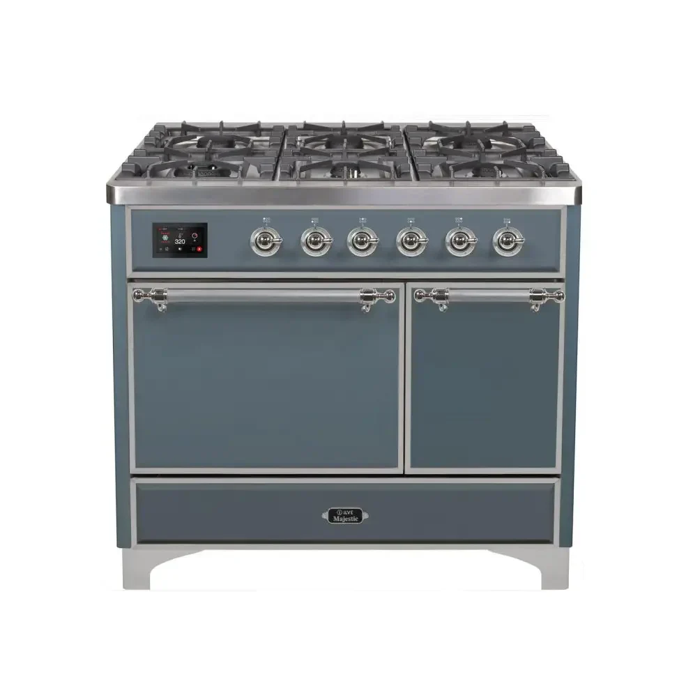 ILVE Majestic II 40 Inch Dual Fuel Liquid Propane Freestanding Range and Electric Oven with Chrome Trim