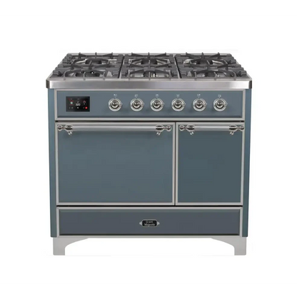ILVE Majestic II 40 Inch Dual Fuel Liquid Propane Freestanding Range and Electric Oven with Chrome Trim