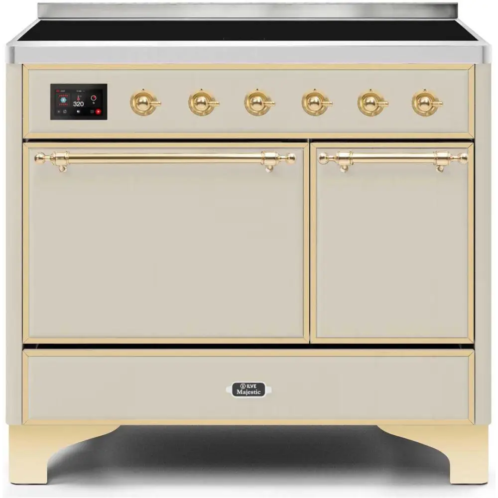 ILVE Majestic II 40 Inch Electric Freestanding Induction Range with Solid Door and Brass Trim