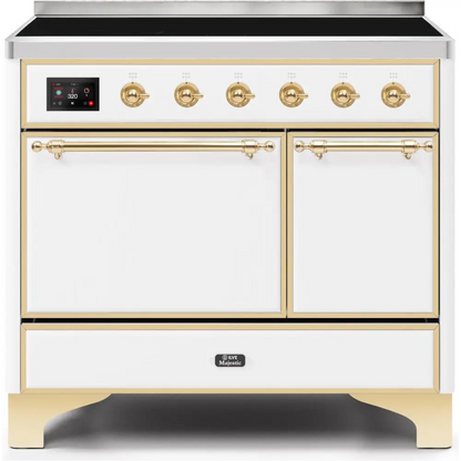 ILVE Majestic II 40 Inch Electric Freestanding Induction Range with Solid Door and Brass Trim