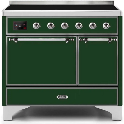 ILVE Majestic II 40 Inch Electric Freestanding Induction Range with Solid Door and Chrome Trim