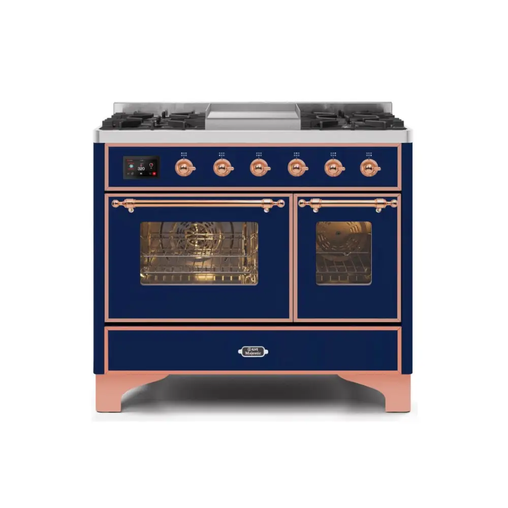 ILVE Majestic II 40 Inch Freestanding Dual Fuel Range Double Oven in Liquid Propane with Copper Trim