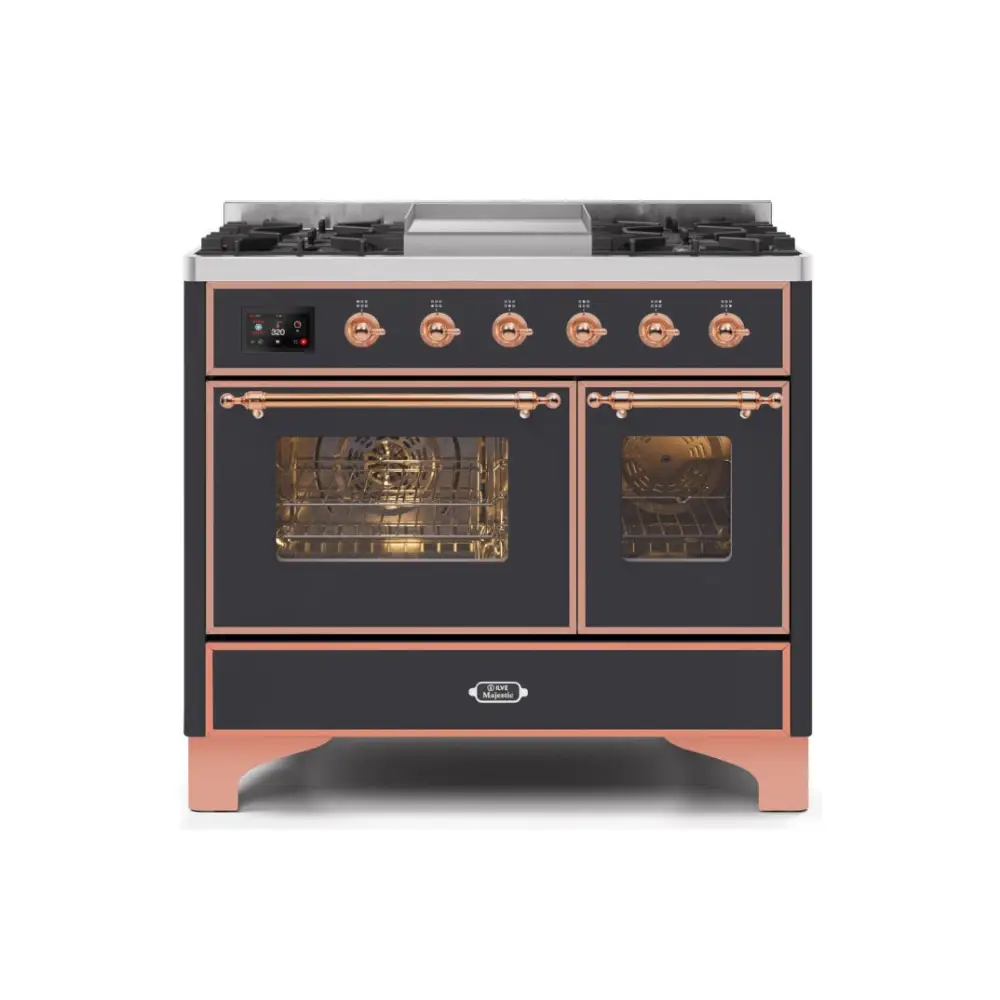 ILVE Majestic II 40 Inch Freestanding Dual Fuel Range Double Oven in Liquid Propane with Copper Trim