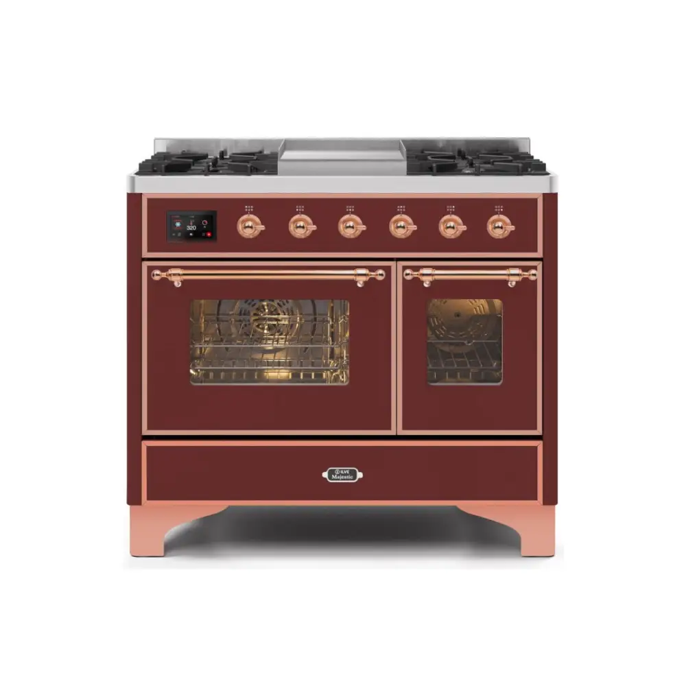 ILVE Majestic II 40 Inch Freestanding Dual Fuel Range Double Oven in Liquid Propane with Copper Trim