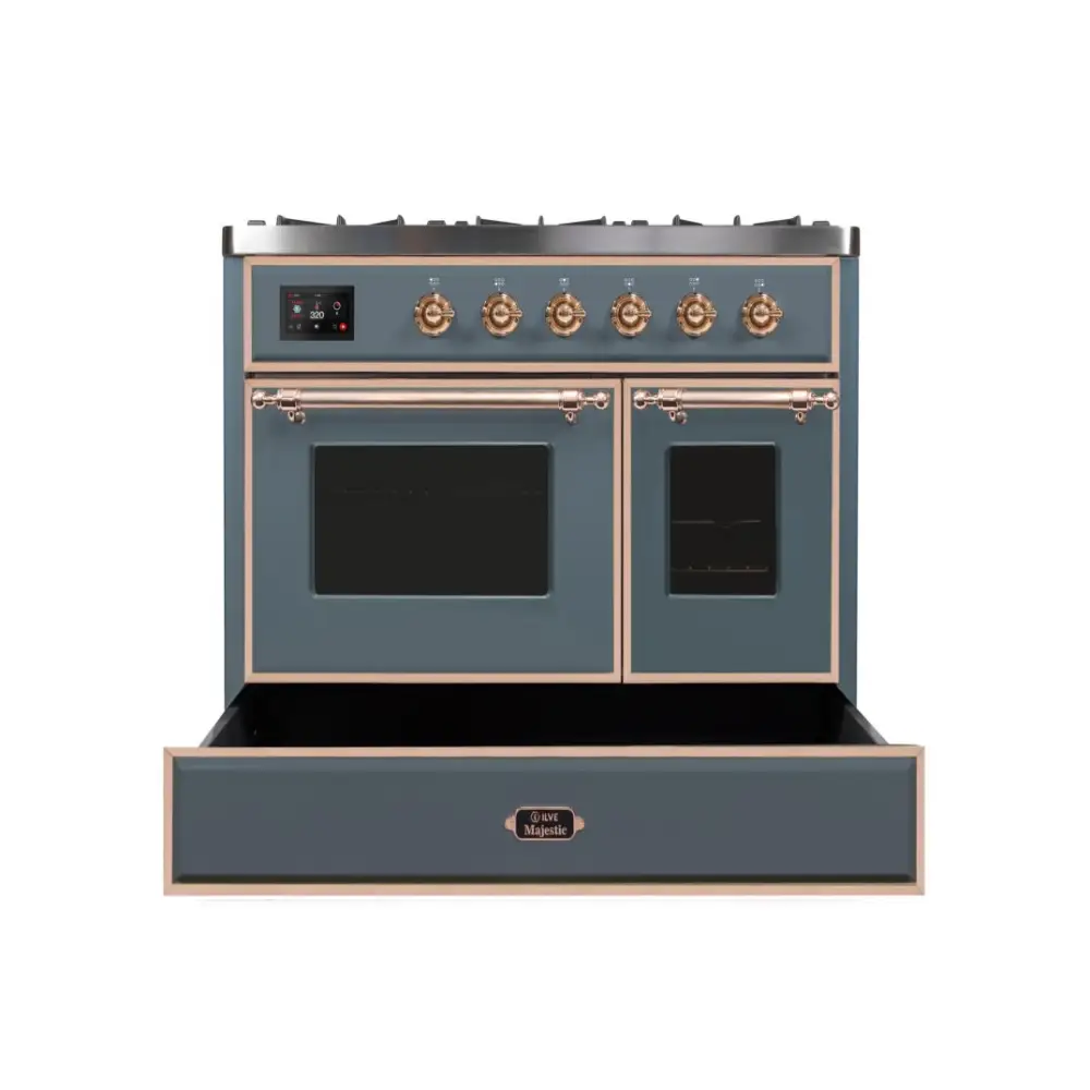 ILVE Majestic II 40 Inch Freestanding Dual Fuel Range Double Oven in Liquid Propane with Copper Trim