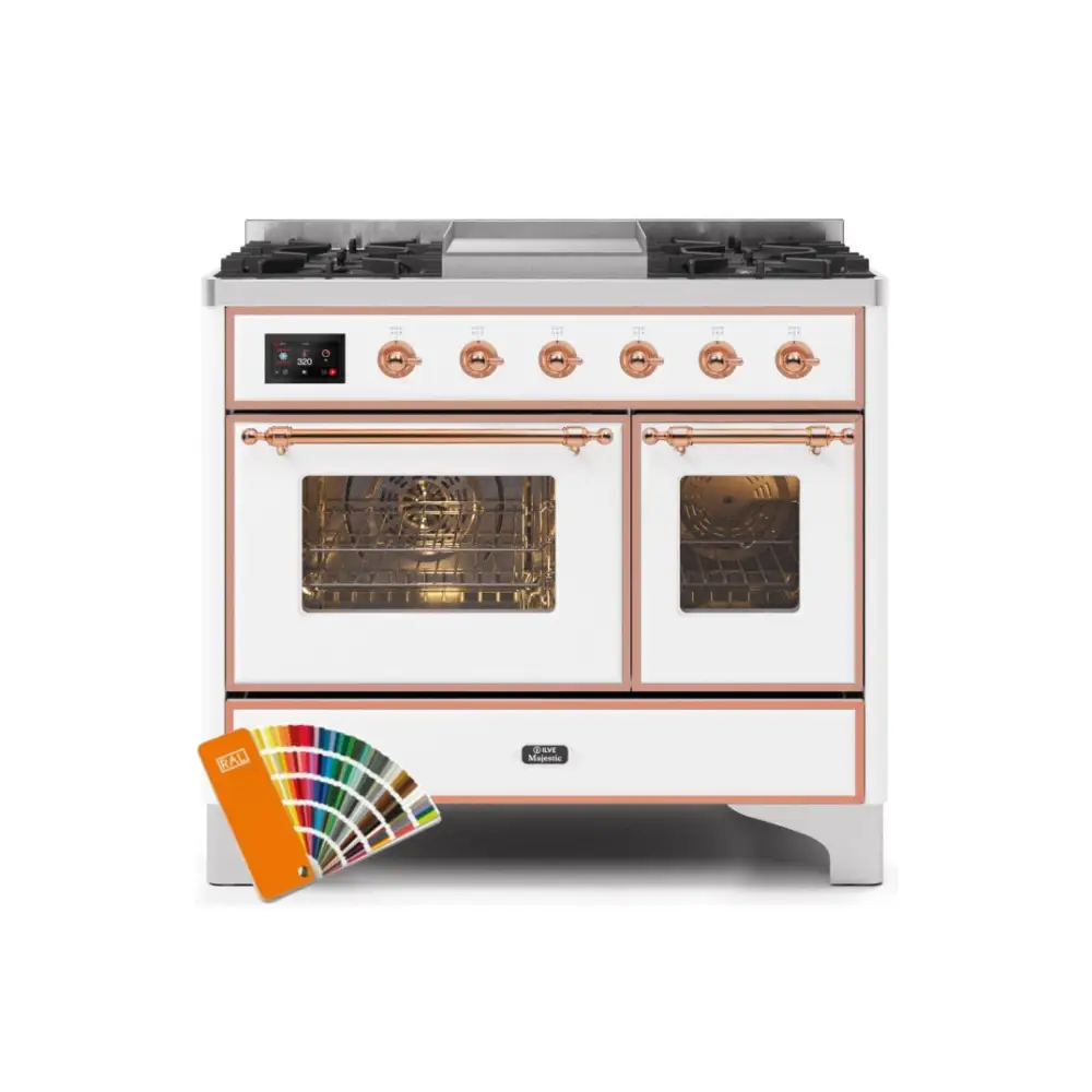 ILVE Majestic II 40 Inch Freestanding Dual Fuel Range Double Oven in Liquid Propane with Copper Trim