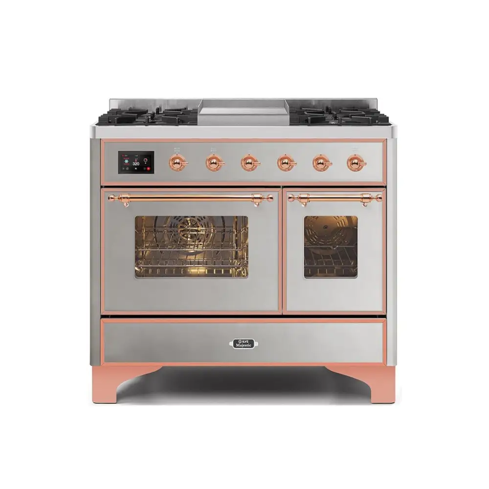 ILVE Majestic II 40 Inch Freestanding Dual Fuel Range Double Oven in Liquid Propane with Copper Trim