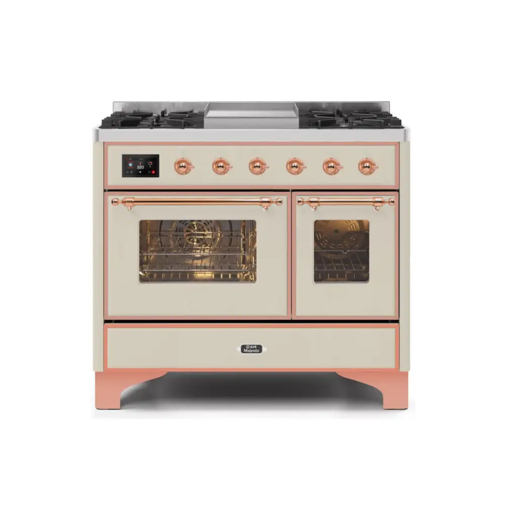 ILVE Majestic II 40 Inch Freestanding Dual Fuel Range Double Oven in Liquid Propane with Copper Trim