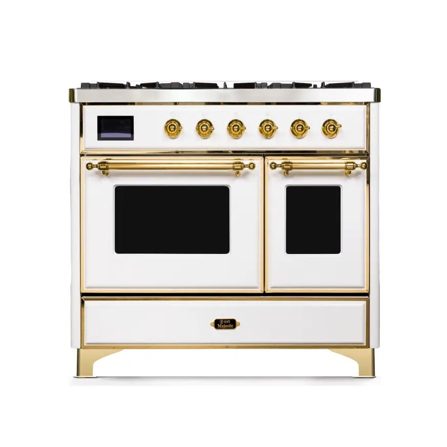 ILVE Majestic II 40 Inch Freestanding Dual Fuel Range Double Oven Natural Gas with Brass Trim