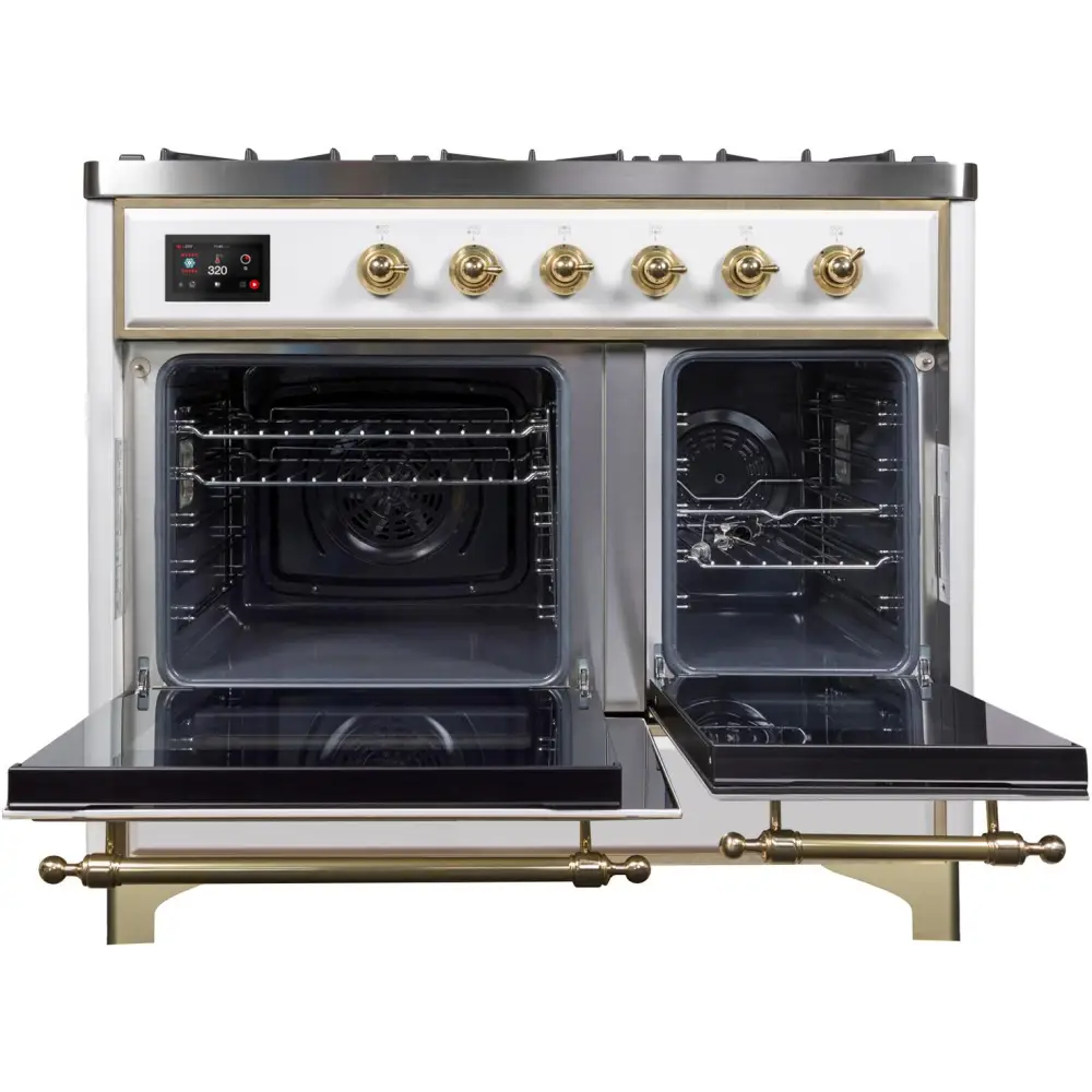 ILVE Majestic II 40 Inch Freestanding Dual Fuel Range Double Oven Natural Gas with Brass Trim