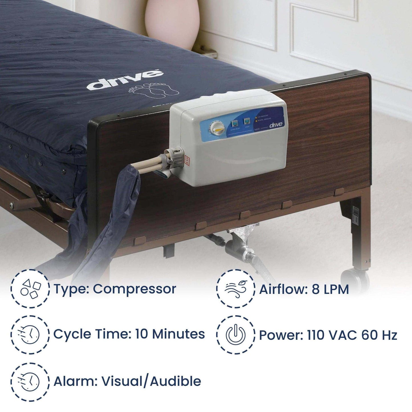 Drive Medical Med-Aire Assure 5" Air + 3" Foam Alternating Pressure Low Air Loss - DM-14530