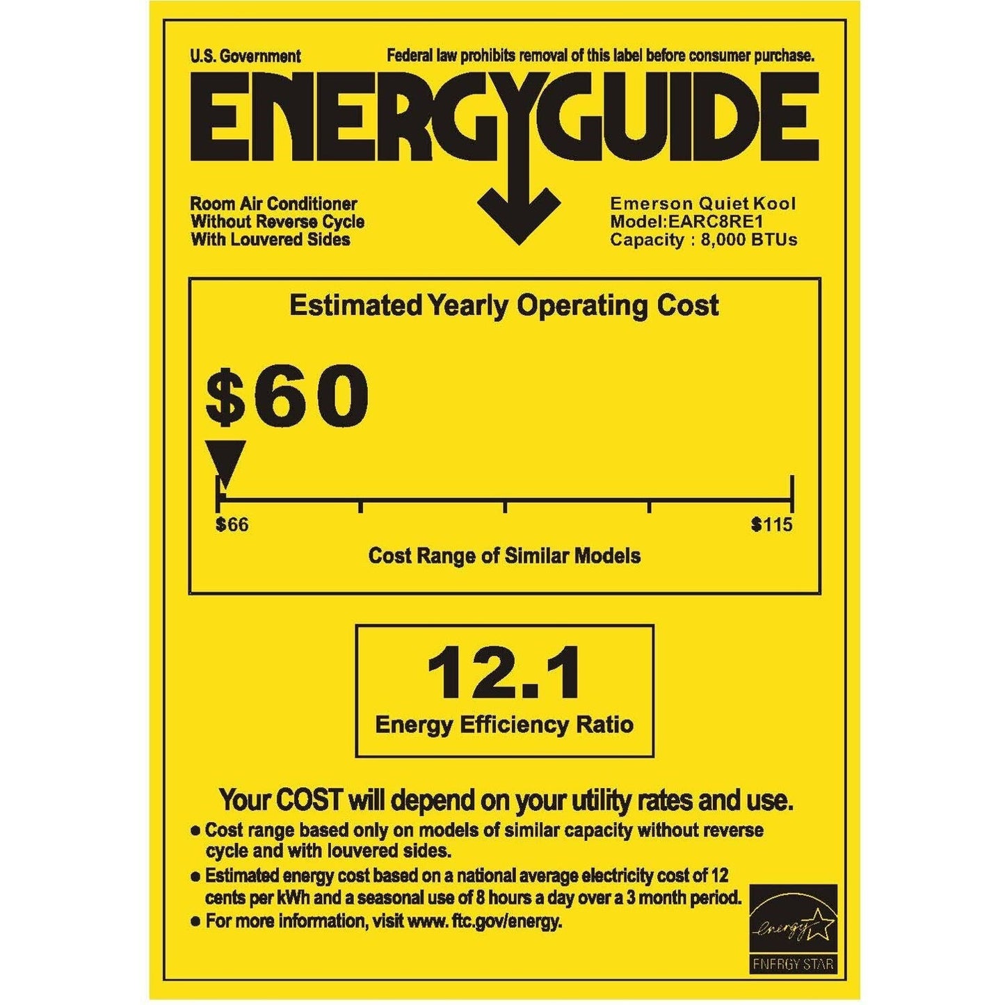 Emerson Quiet - 8000 BTU Window Air Conditioner with Electronic Controls | EARC8RE1