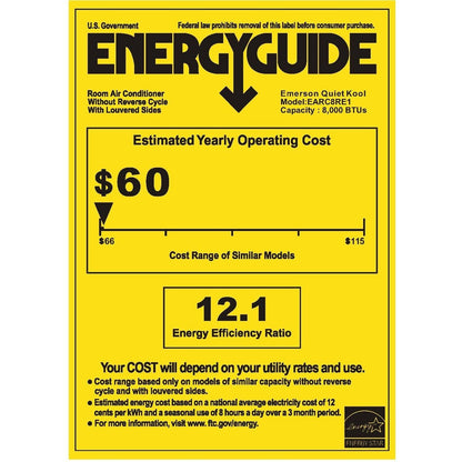 Emerson Quiet - 8000 BTU Window Air Conditioner with Electronic Controls | EARC8RE1