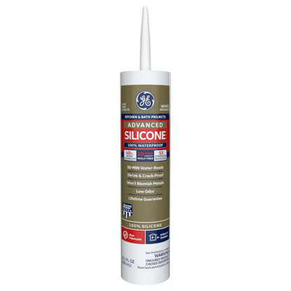 GE Advanced Silicone 2 Kitchen and Bath, Tub and Tile 10.1-oz White Silicone Caulk - 71223254