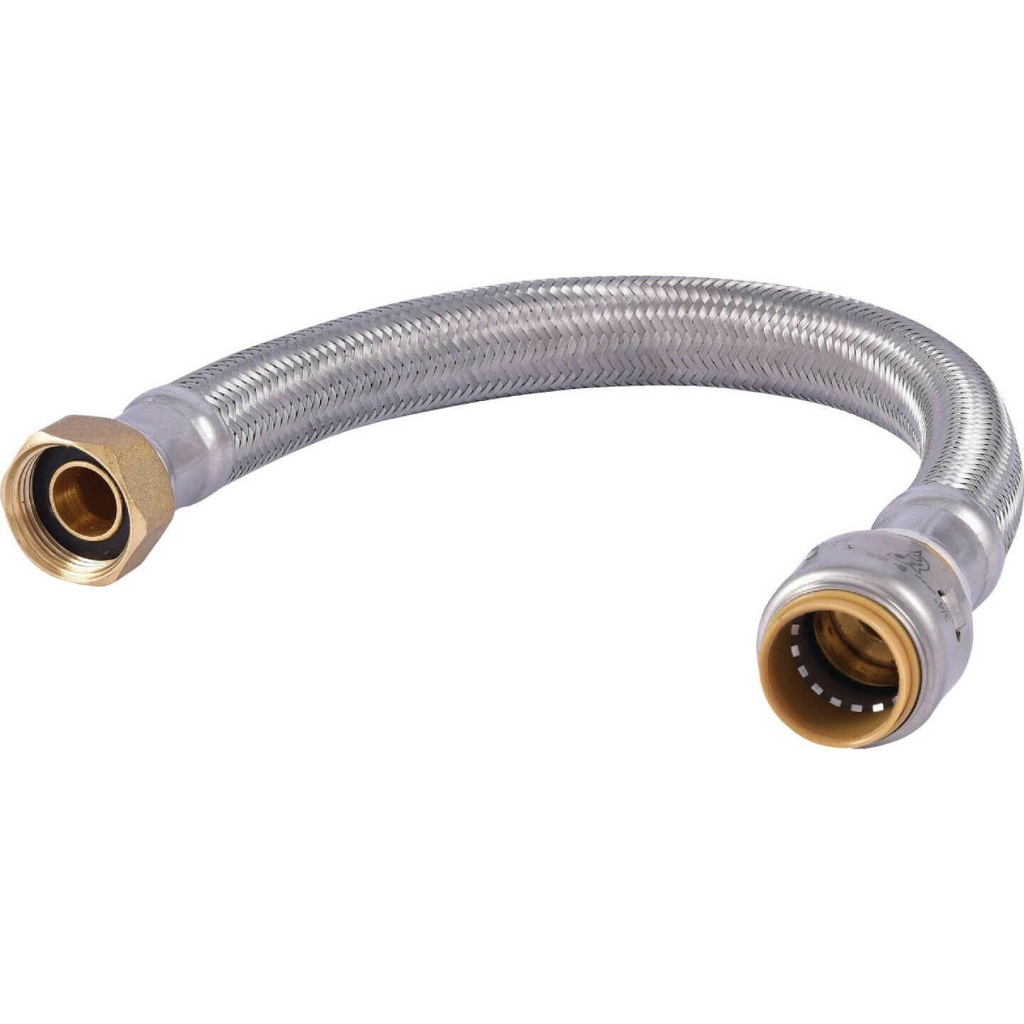 GE SharkBite Max 3/4 in. Push-to-Connect x 3/4 in. FIP x 12 in. Braided Stainless Steel Water Heater Connector - UR3088FX12