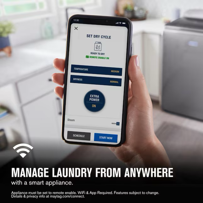 Maytag Smart Capable 7.4-cu ft Steam Cycle Smart Electric Dryer (White) ENERGY STAR