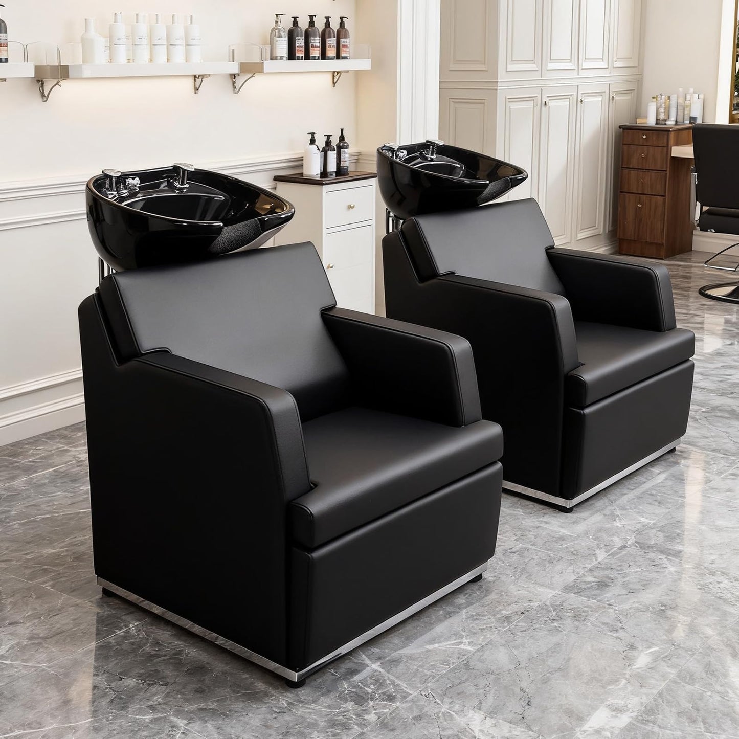 OmySalon BU2601 Salon Shampoo Backwash Chair with Tilting Porcelain Bowl - G59001095