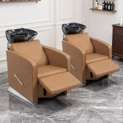 OmySalon BU1221 Salon Shampoo Backwash Chair Unit with Ceramic Shampoo Bowl & Adjustable Footrest - G59001089