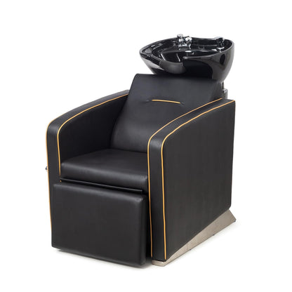 OmySalon BU1221 Salon Shampoo Backwash Chair Unit with Ceramic Shampoo Bowl & Adjustable Footrest - G59001089
