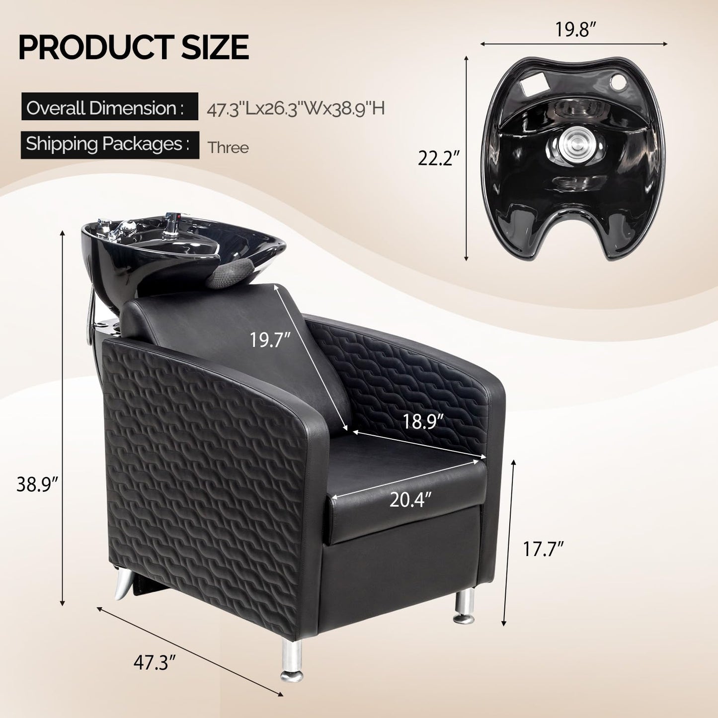 OmySalon BU1411 Salon Shampoo Bowl and Chair Backwash Unit with Tilting Porcelain Bowl - G59001041