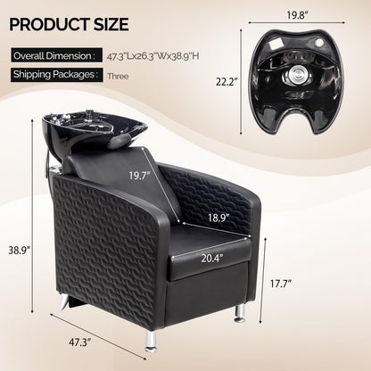 OmySalon BU1411 Salon Shampoo Bowl and Chair Backwash Unit with Tilting Porcelain Bowl - G59001041
