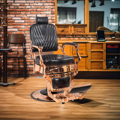 OmySalon PH699 Vintage Style Heavy Duty Hydraulic Recline Square Twill Backrest Barber Chair - G59000699
