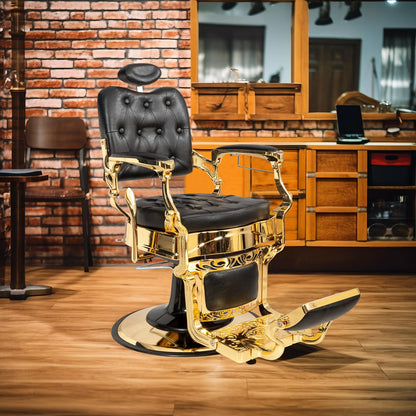 OmySalon PH705 Vintage Style Heavy Duty Hydraulic Recline Square Backrest Barber Chair - G59000705