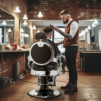 OmySalon PH441 Vintage Style Heavy Duty Hydraulic Recline Barber Chair - G59000441