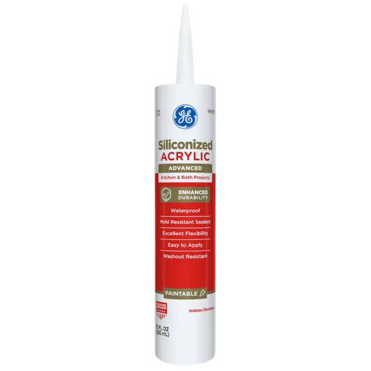 GE Advanced Siliconized Acrylic Kitchen and Bath 10.1-oz White Paintable Latex Caulk - 71223258