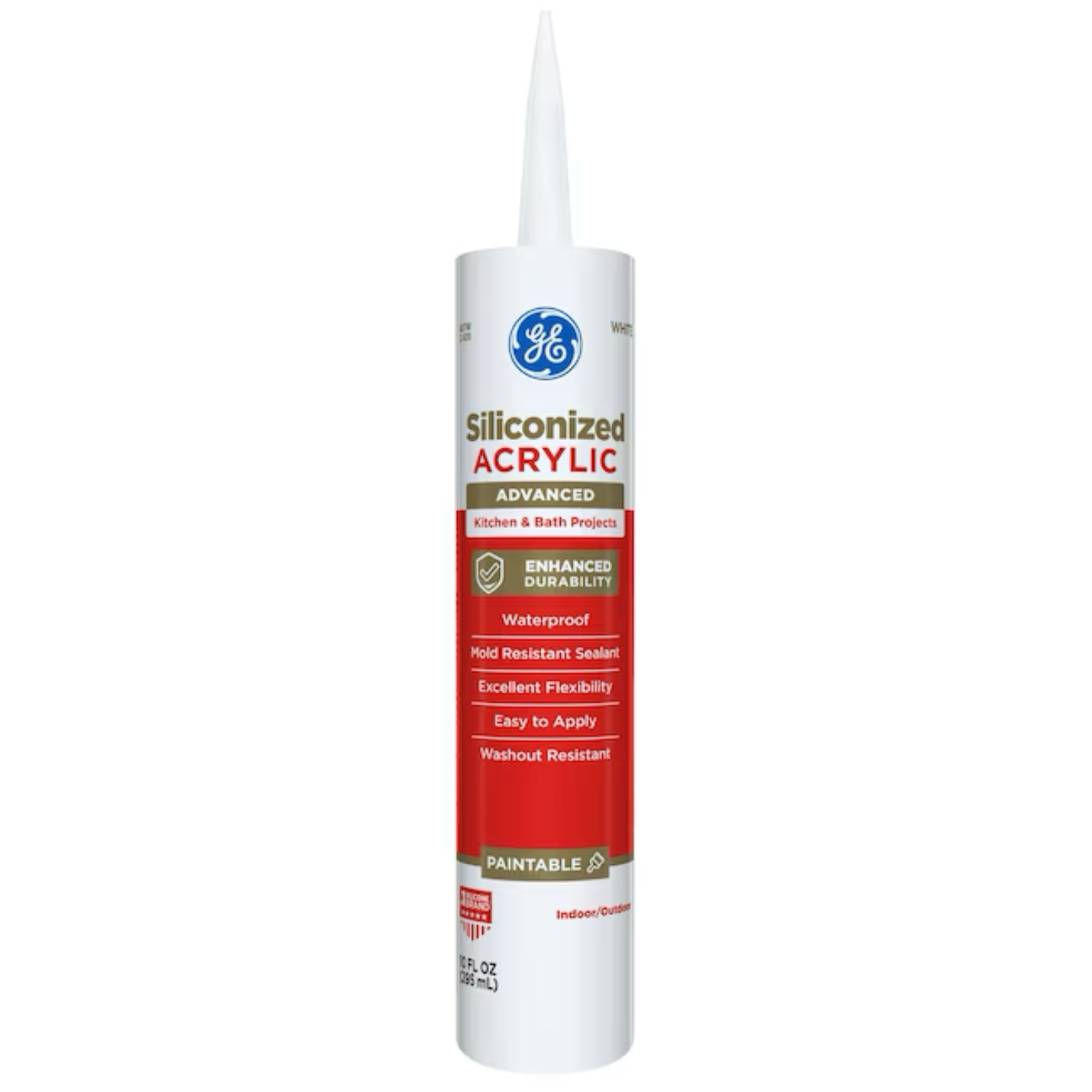 GE Advanced Siliconized Acrylic Kitchen and Bath 10.1-oz White Paintable Latex Caulk - 71223258