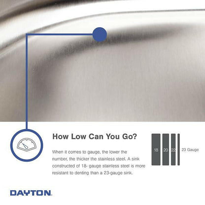 Dayton Stainless Steel 33" x 21-1/4" x 5-3/8" 4-Hole Equal Double Bowl Drop-in Sink