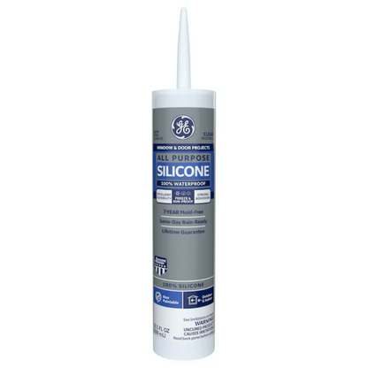 GE Silicone 1 All Purpose, Windows, Doors, Exteriors 10.1-oz Clear Silicone Caulk - 71223248
