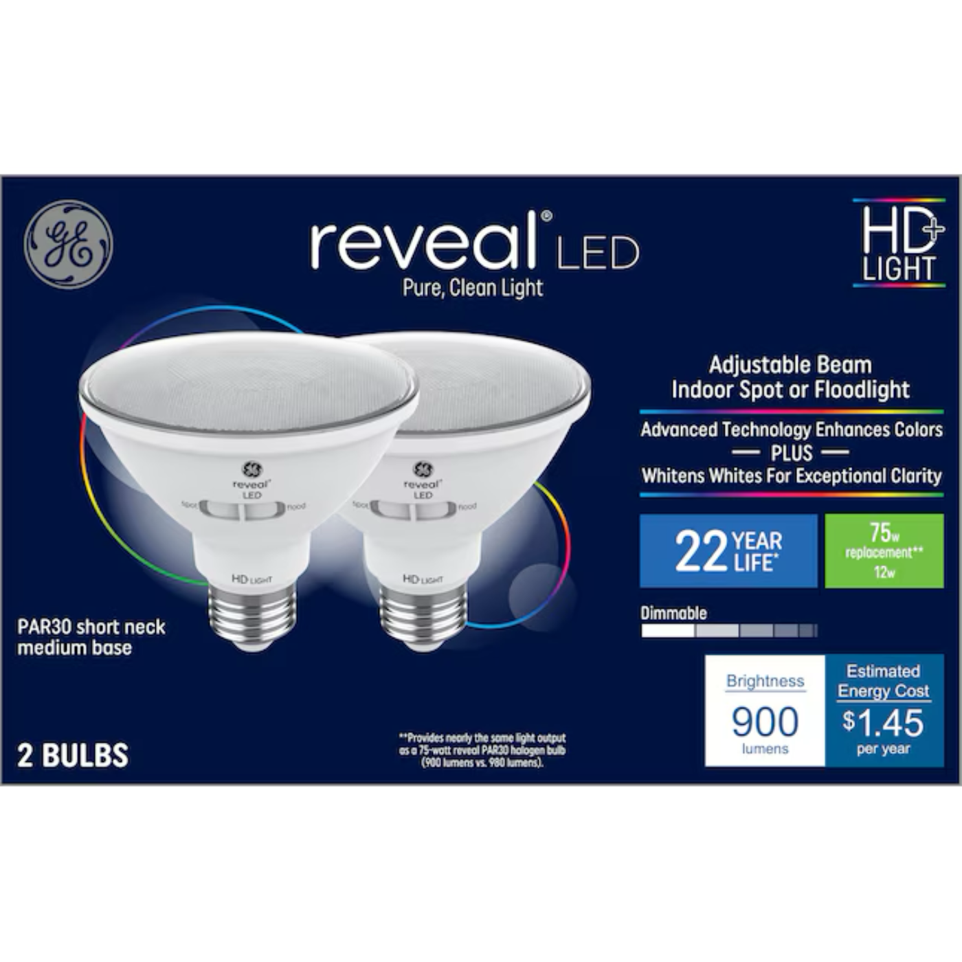 GE 75-Watt EQ PAR30 Short Neck Color-enhancing Medium Base (e-26) Dimmable LED Light Bulb  - 71223305