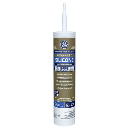 GE Advanced Silicone 2 Windows, Doors, Exteriors 10.1-oz Clear Silicone Caulk - 71223243