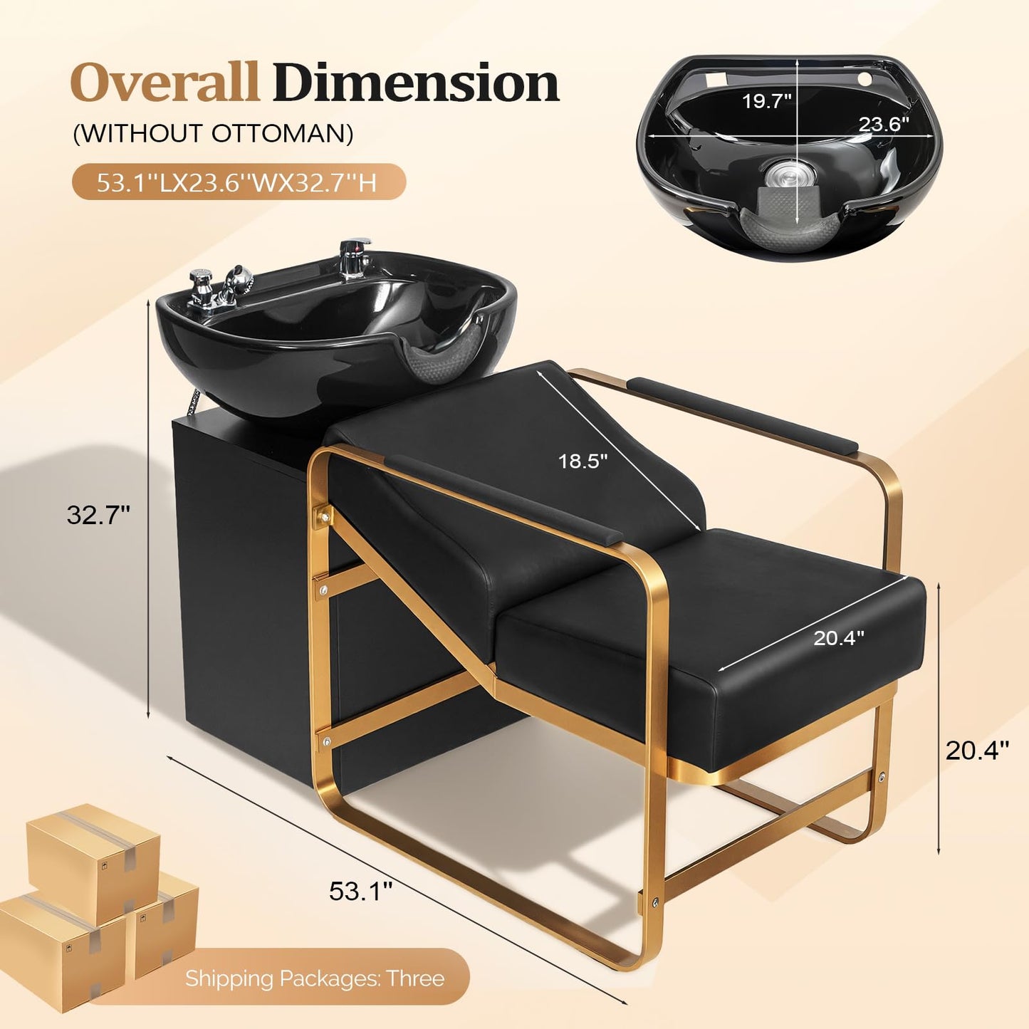OmySalon BU2401 Salon Shampoo Backwash Chair Unit with Ceramic Shampoo Bowl & Storage Cabinet Station & Independent Footrest - G59000921