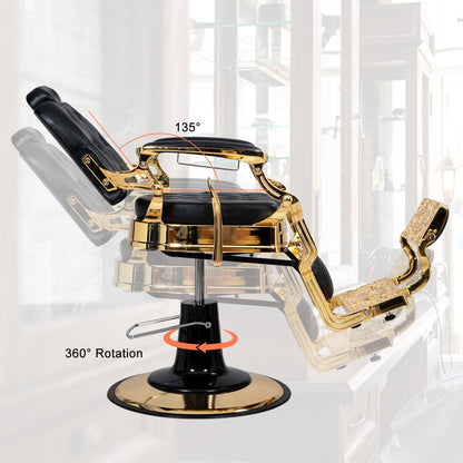 OmySalon PH705 Vintage Style Heavy Duty Hydraulic Recline Square Backrest Barber Chair - G59000705
