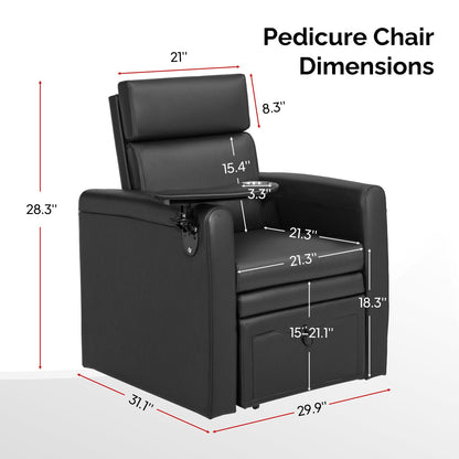 OmySalon PCE-WR Professional Full-Floor Support Electric Pedicure Chair with Adjustable Backrest & Hidden Storage Platfo - G59000797