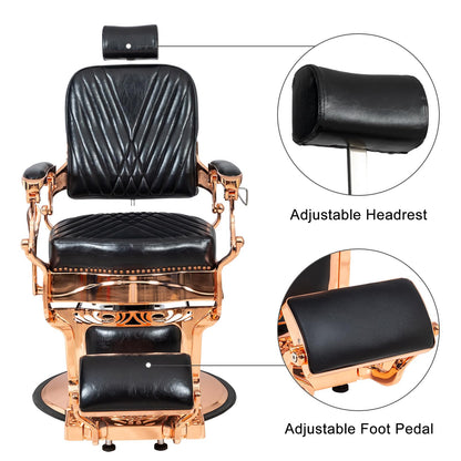 OmySalon PH699 Vintage Style Heavy Duty Hydraulic Recline Square Twill Backrest Barber Chair - G59000699