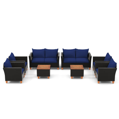 Tangkula Outdoor Conversation Set, Patio Cushioned Chairs w/Storage Coffee Table - HW72334WH+