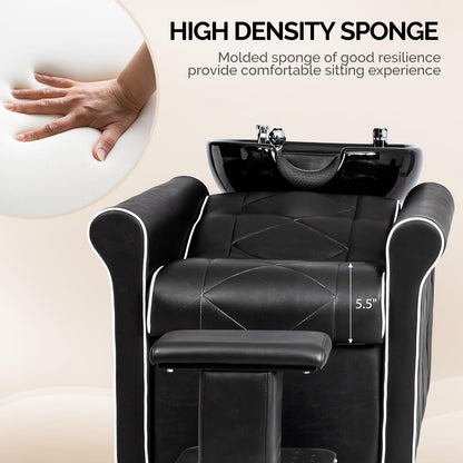 OmySalon BU1601 Salon Shampoo Bowl and Chair Backwash Unit with  Large Porcelain Bowl & Independent Footrest - G59001241