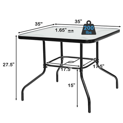 Tangkula 5 Piece Patio Dining Set, Outdoor 35 Inches Square Tempered Glass Table - NP10405-13+NP10405-23