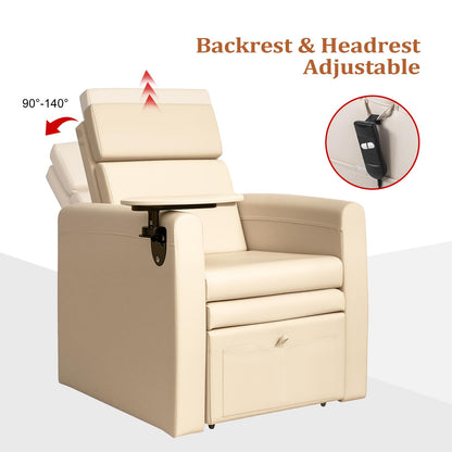OmySalon PCE-WR Professional Full-Floor Support Electric Pedicure Chair with Adjustable Backrest & Hidden Storage Platfo - G59000797