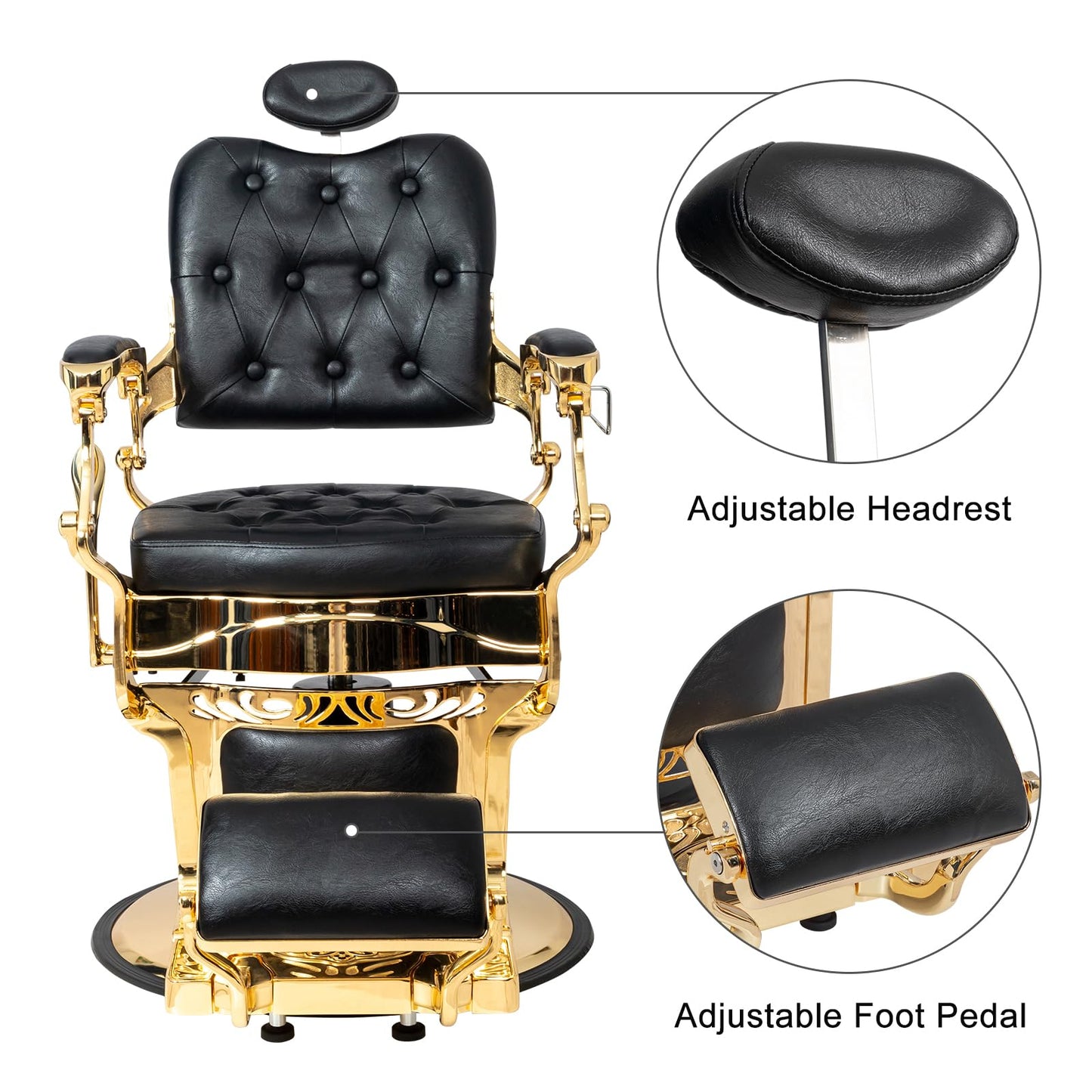OmySalon PH705 Vintage Style Heavy Duty Hydraulic Recline Square Backrest Barber Chair - G59000705
