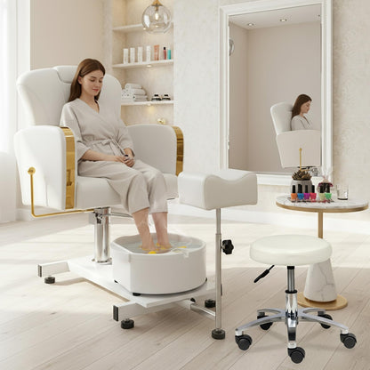 OmySalon PCM-WB 360° Rotation Hydraulic Pedicure Chair with Bubble Foot Bath & Rolling Stool - G59001133