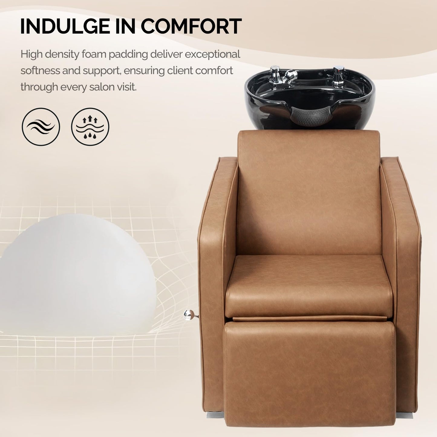 OmySalon BU1221 Salon Shampoo Backwash Chair Unit with Ceramic Shampoo Bowl & Adjustable Footrest - G59001089