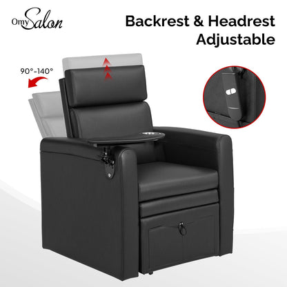 OmySalon PCE-WR Professional Full-Floor Support Electric Pedicure Chair with Adjustable Backrest & Hidden Storage Platfo - G59000797